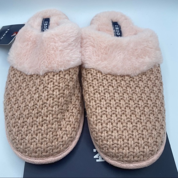 Izod Women’s Knit Clog Pink Slippers Size Large - Picture 2 of 5